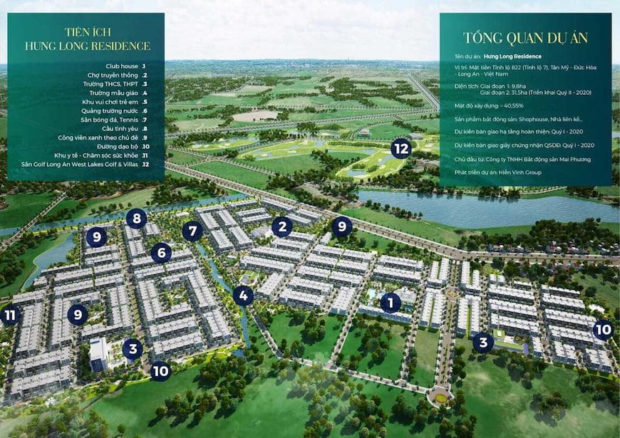 tien ich du an hung long residence - DỰ ÁN HƯNG LONG RESIDENCE LONG AN