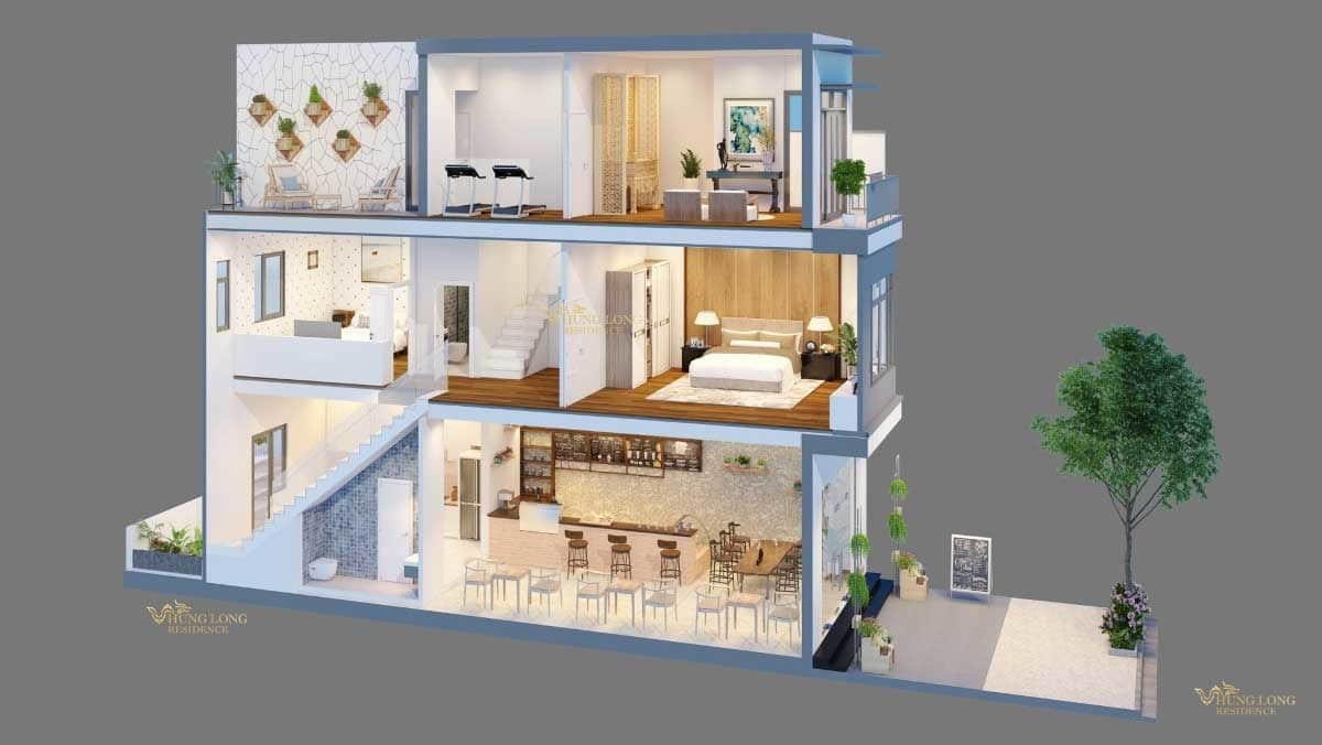 thiet ke shophouse du an hung long residence - DỰ ÁN HƯNG LONG RESIDENCE LONG AN