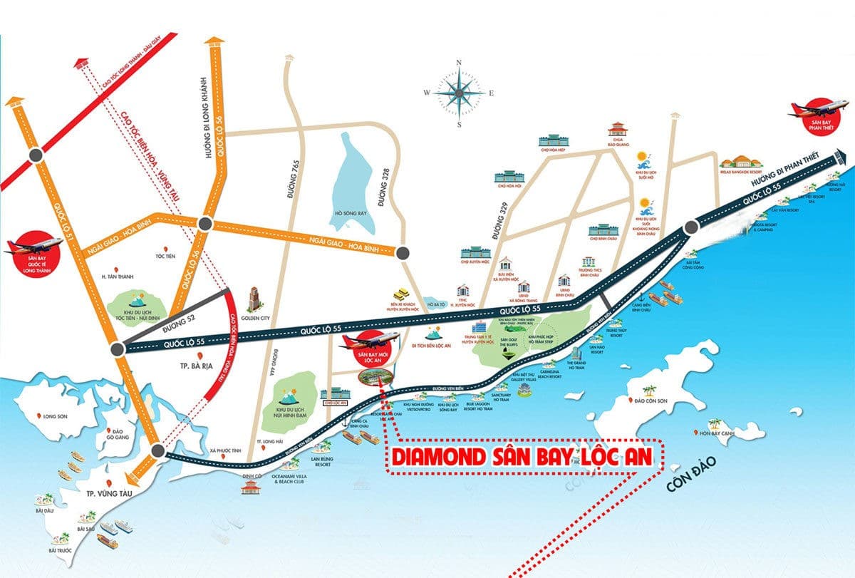 vi tri du an diamond loc an - DỰ ÁN DIAMOND SÂN BAY LỘC AN BÀ RỊA VŨNG TÀU