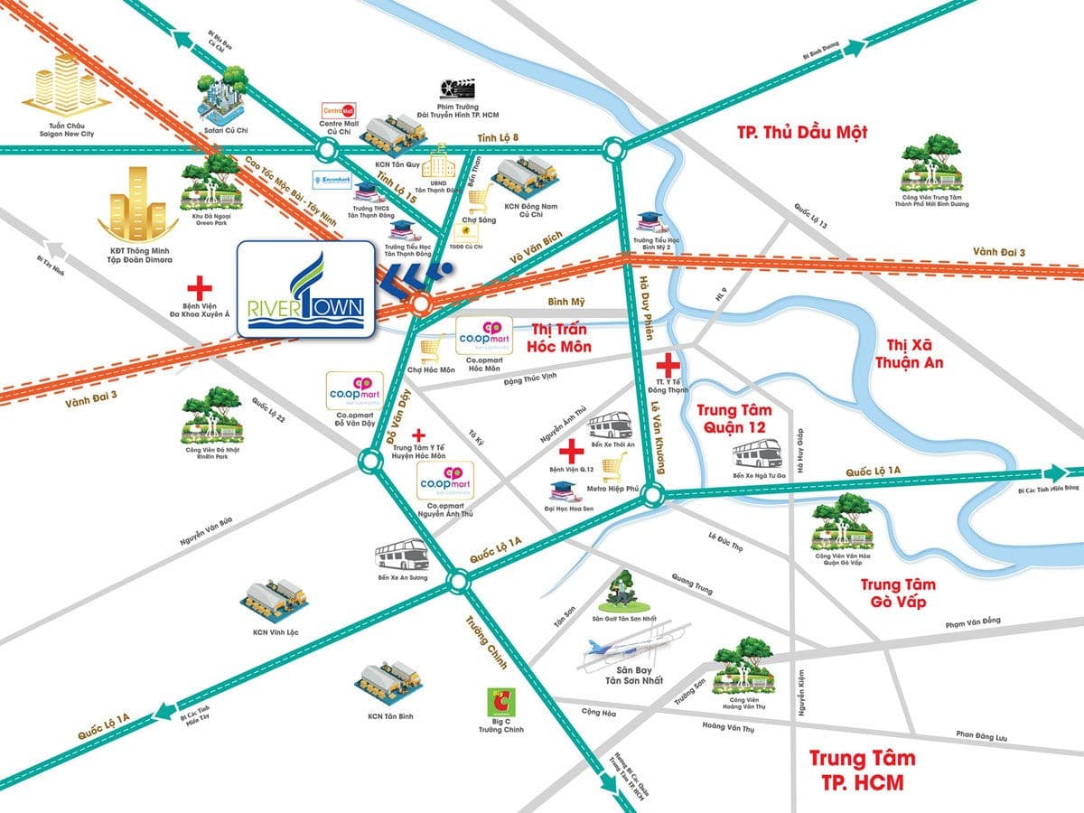 vi tri du an river town - DỰ ÁN RIVER TOWN TỈNH LỘ 15 CỦ CHI