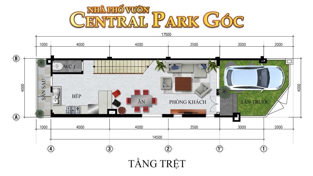 thiet ke tang tret nha pho vuon central park goc - DỰ ÁN THẮNG LỢI CENTRAL HILL BẾN LỨC LONG AN