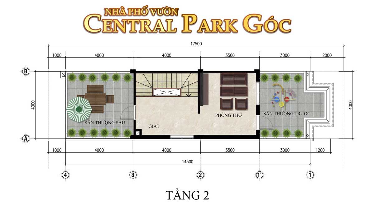 thiet ke tang 2 nha pho vuon central park goc - DỰ ÁN THẮNG LỢI CENTRAL HILL BẾN LỨC LONG AN