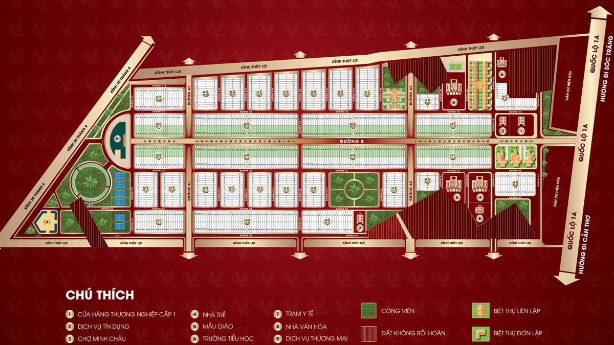 Mat bang phan lo Du an Van Phat Avenue Soc Trang - Vạn Phát Avenue Sóc Trăng