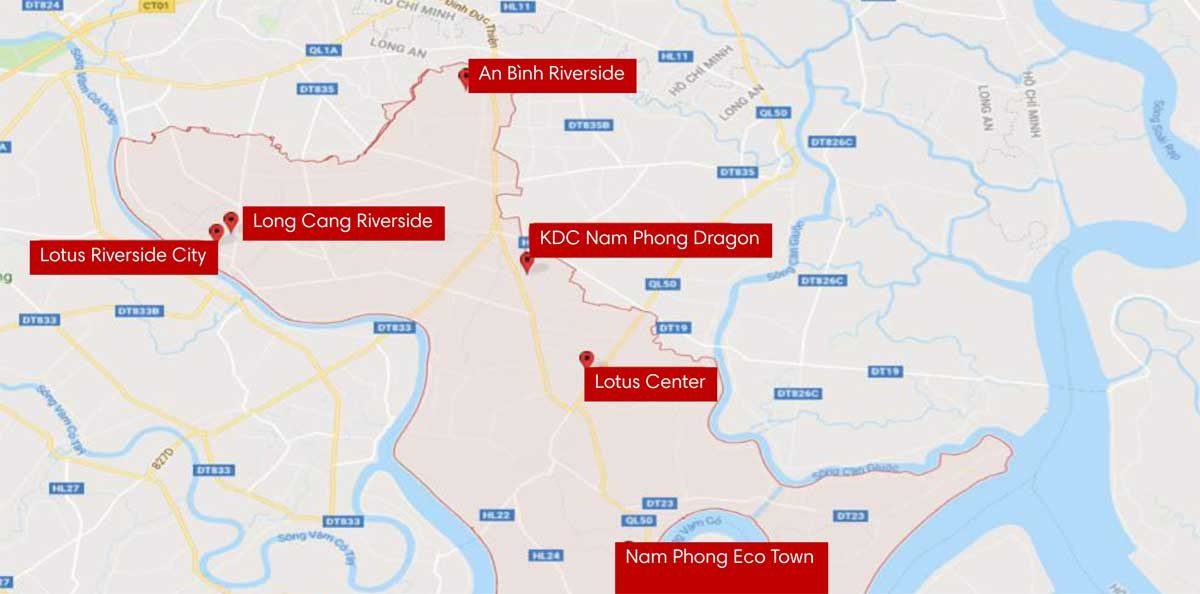 ban do cac du an tai huyen can duoc - THỐNG KÊ CÁC DỰ ÁN ĐẤT NỀN TẠI LONG AN