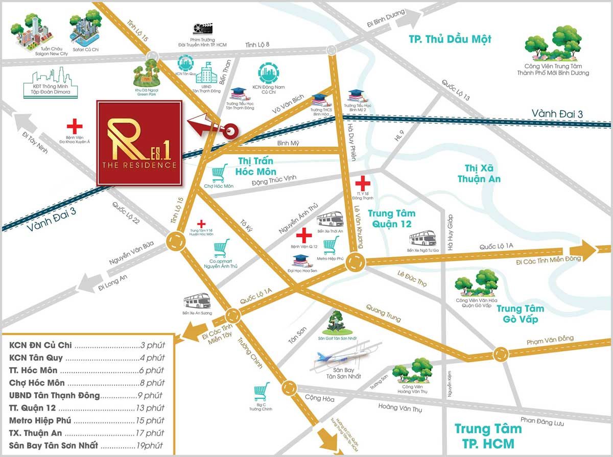 vi tri du an res 1 - DỰ ÁN RES 1 - THE RESIDENCE 1 VÕ VĂN BÍCH CỦ CHI