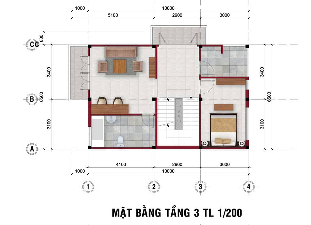 thiet ke tang 2 nha pho the residence 1 - DỰ ÁN RES 1 - THE RESIDENCE 1 VÕ VĂN BÍCH CỦ CHI