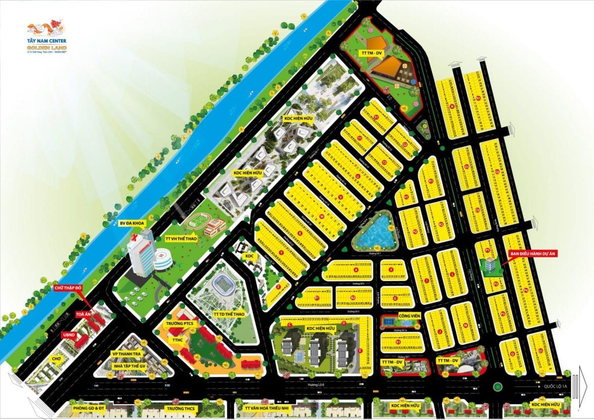 mat bang du an tay nam center golden land thu thua - Dự án Tây Nam Center Golden Land Thủ Thừa Long An